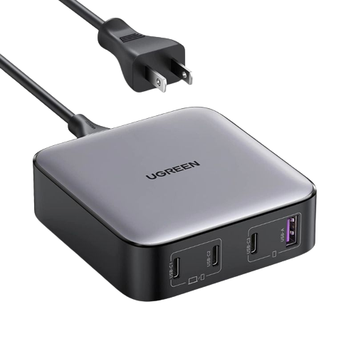 A render showing a UGREEN 100W Nexode charging station in grey color.