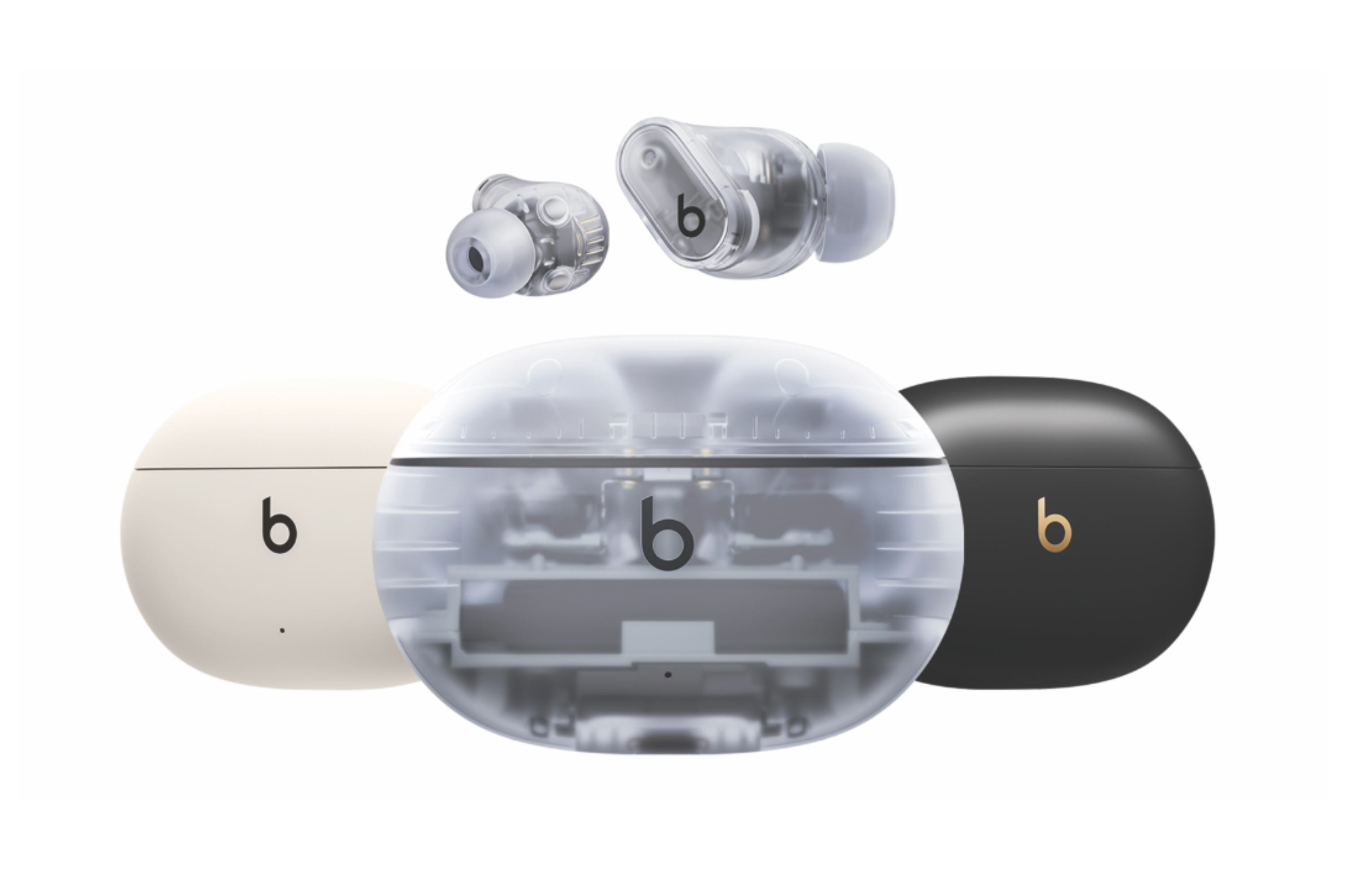 Beats Studio Buds + in three new colors: Black and Gold, Ivory, and Transparent