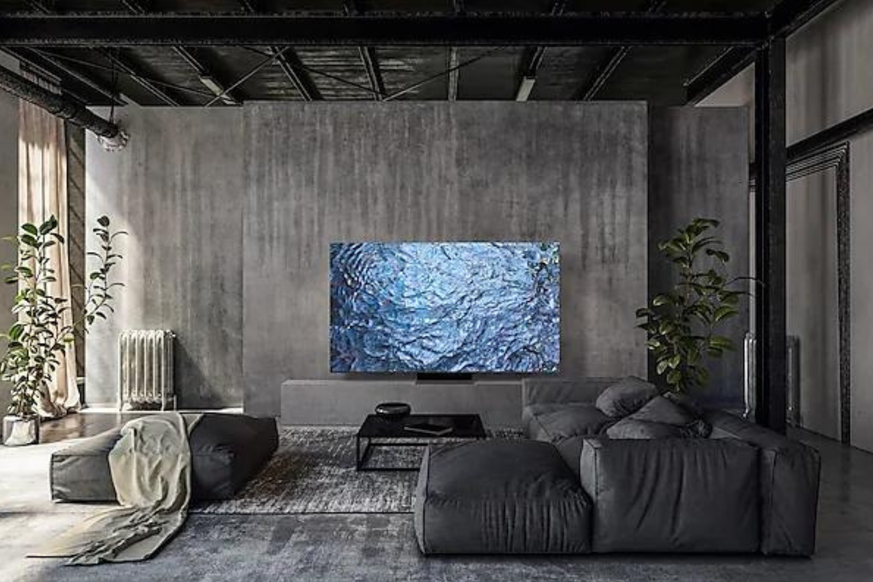 Samsung QN900C in grey living room 