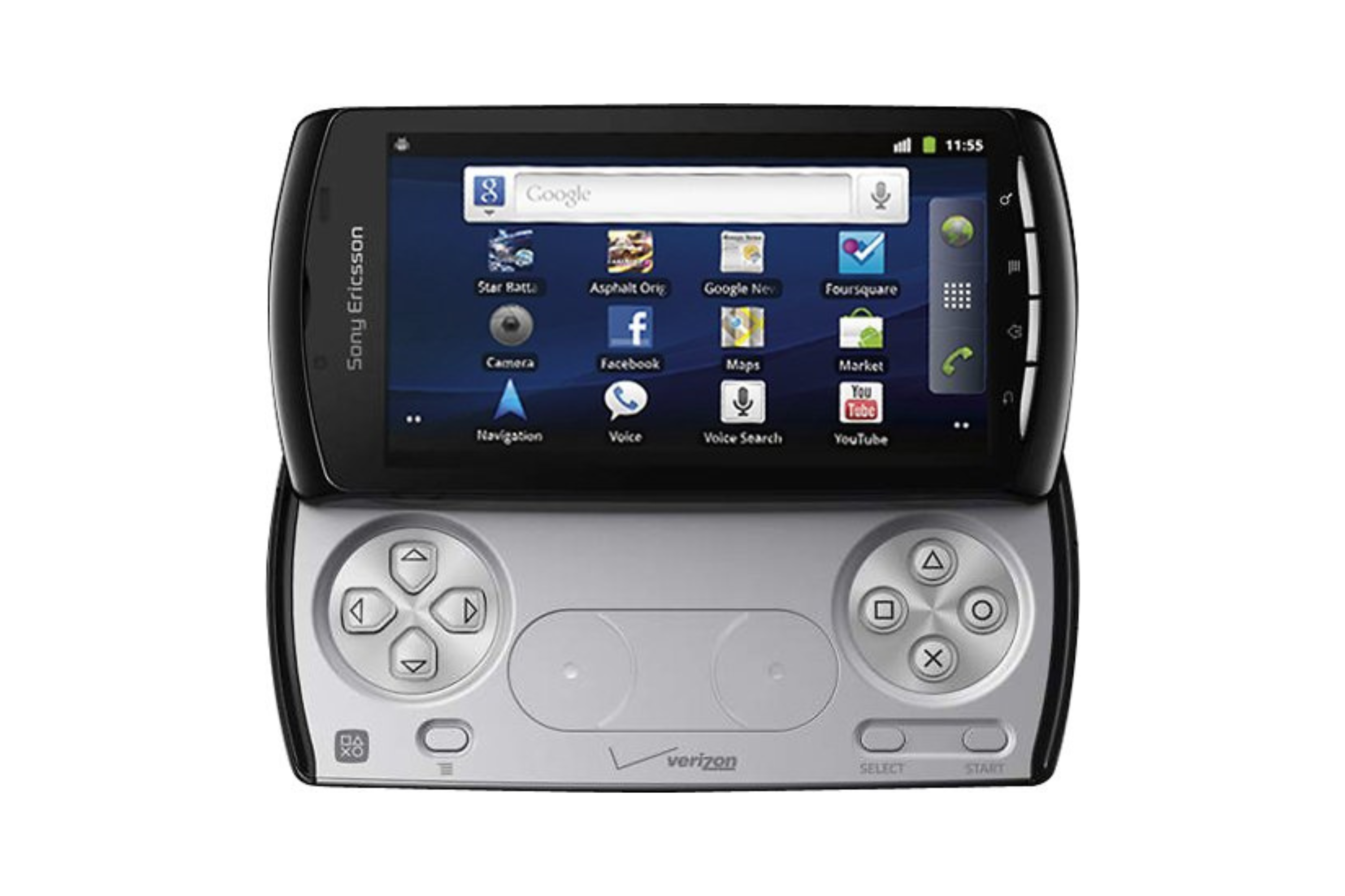Sony Xperia Play slides up to an open position showing game controls
