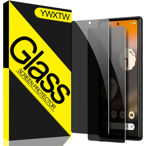 A render showing the retail box of the YWXTW privacy screen protector for the Pixel 6a.