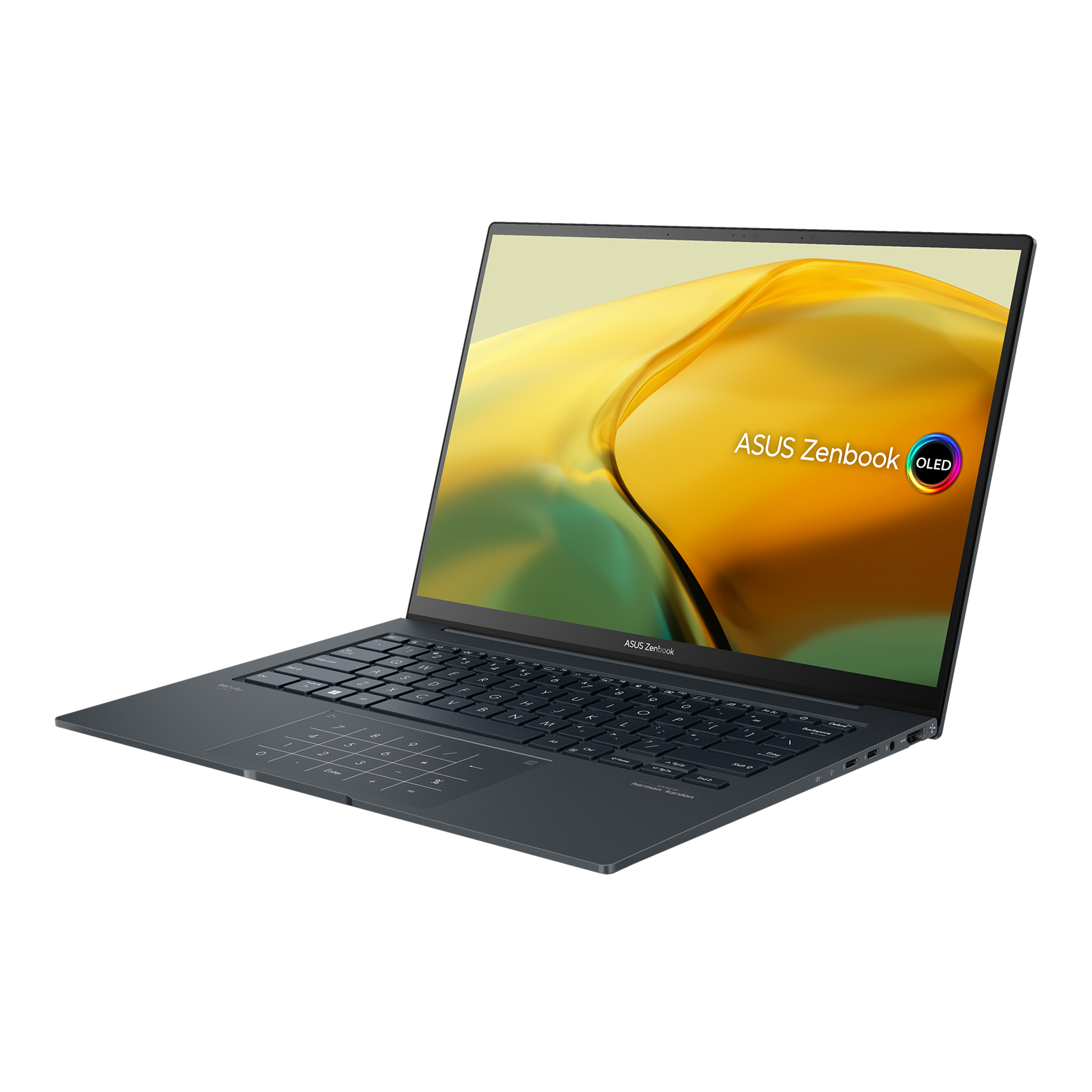 Angled front view of the Asus Zenbook 14X OLED