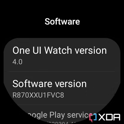 Screenshot of Galaxy Watch 4 Software settings page.