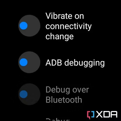 Screenshot of ADB debugging option on Galaxy Watch 4.