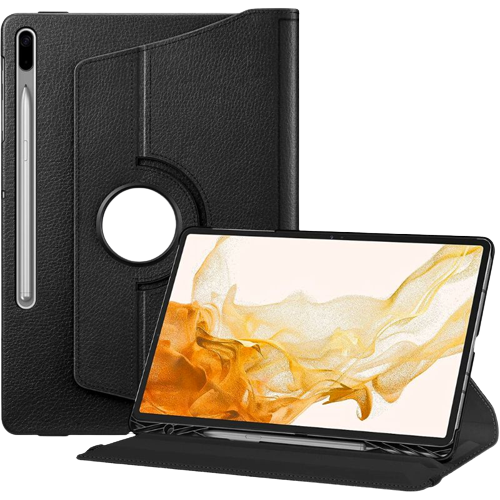 Ein Rendering der Fintie Folio-Hülle für das Galaxy Tab S8+ in schwarzer Farbe.