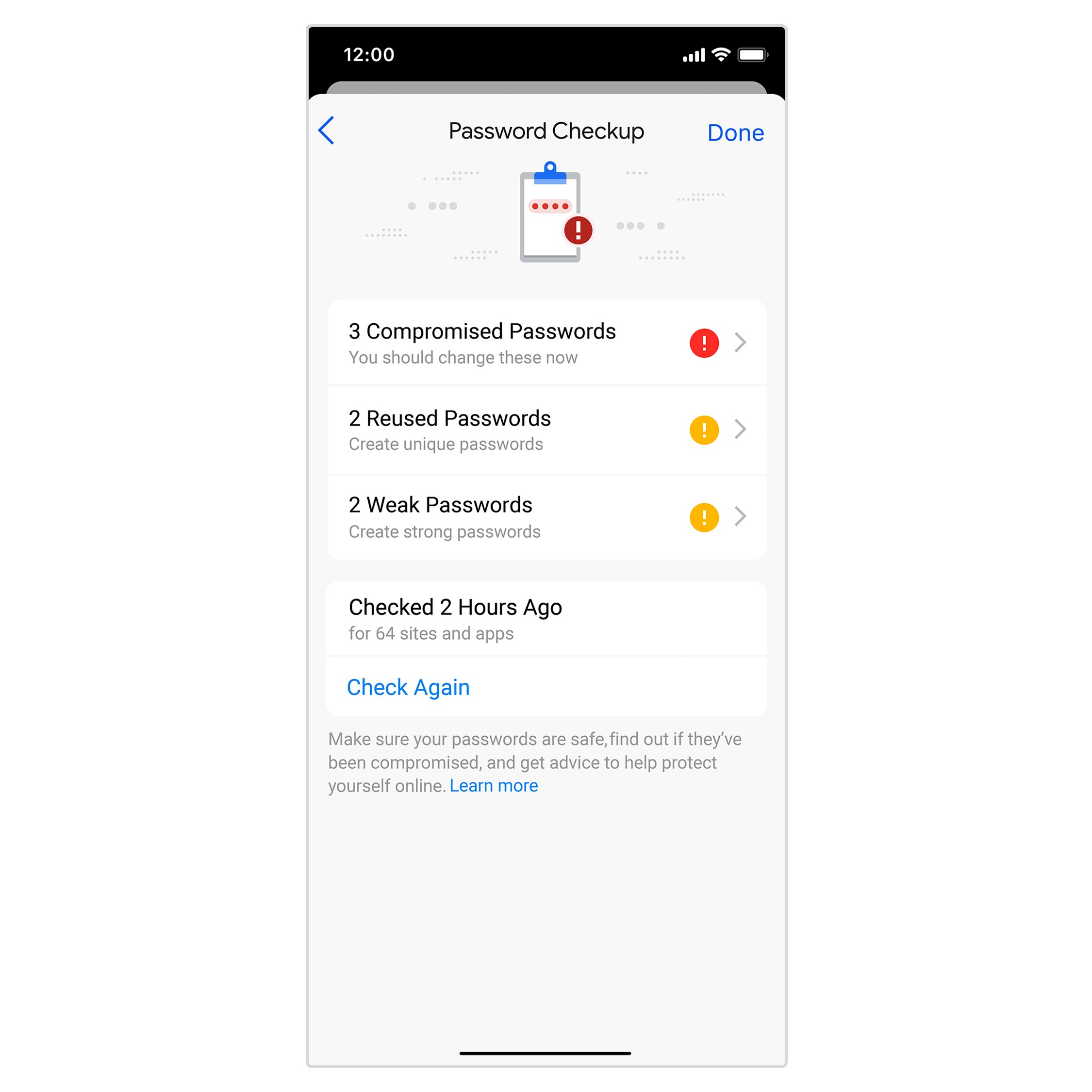 Password Checkup, a feature of Google Password Manager on various platforms, comes to iOS.