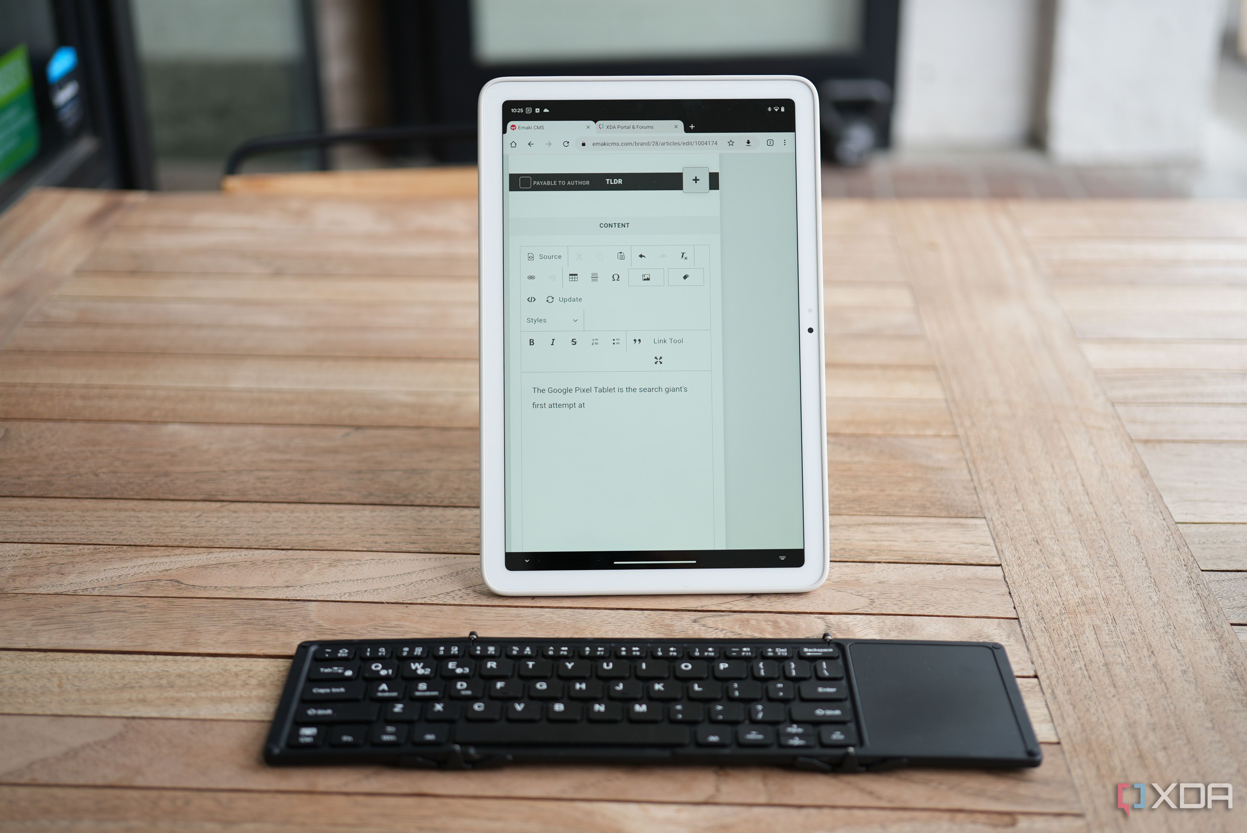 Pixel Tablet paired with a keyboard