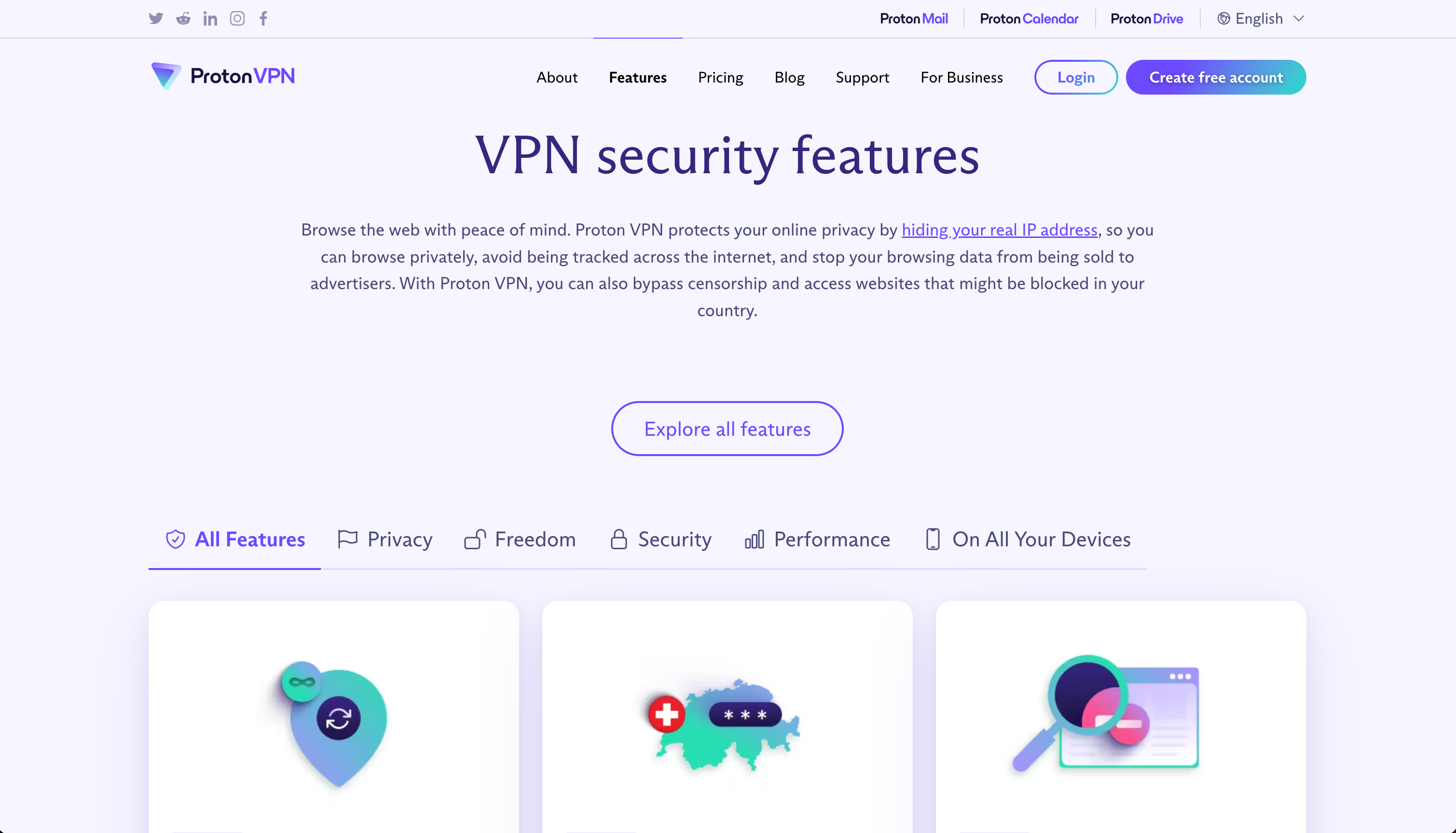 Proton VPN webpage