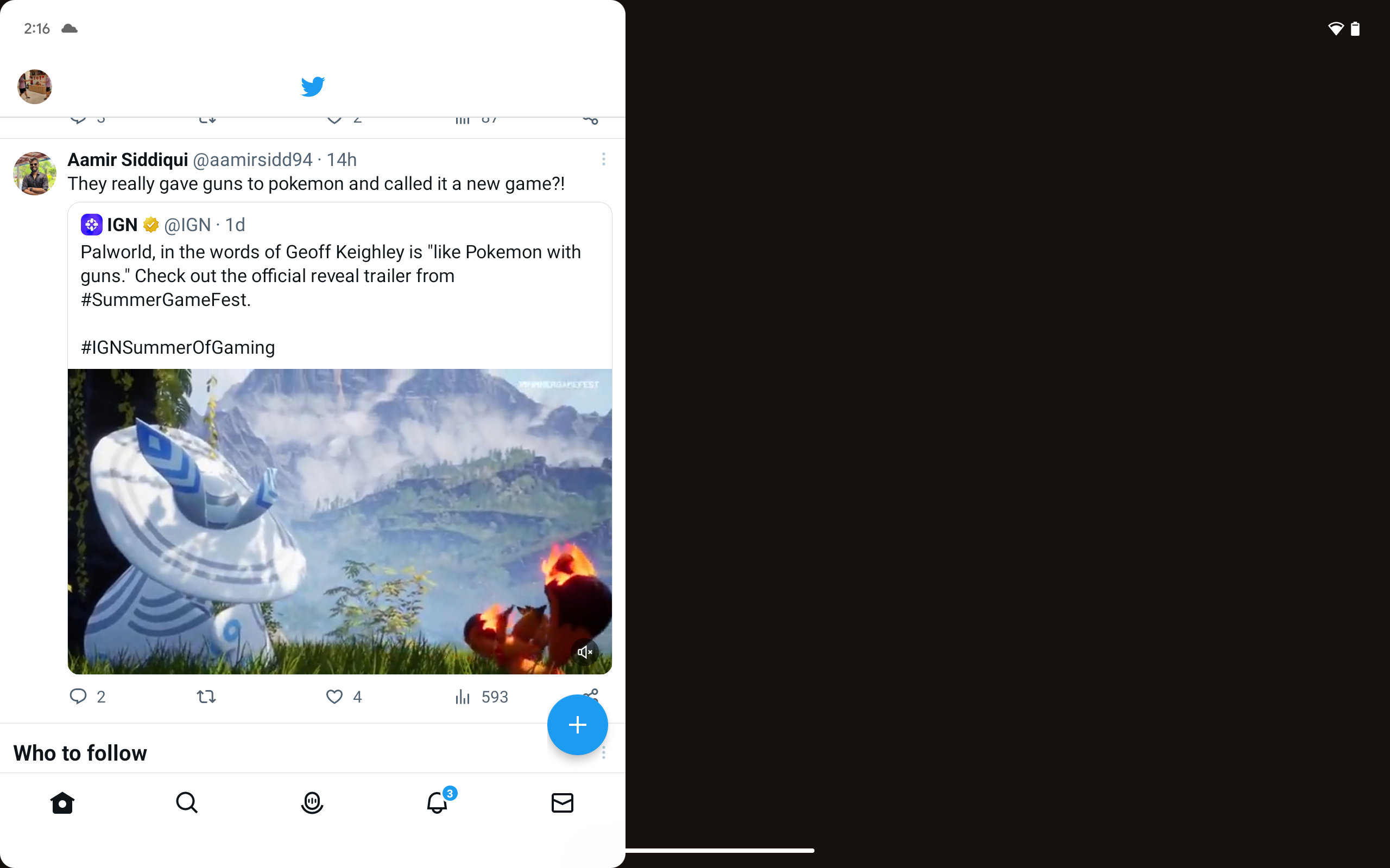 Twitter on Pixel Tablet