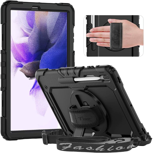 A render of the Timecity Galaxy Tab S8+ case in black color.