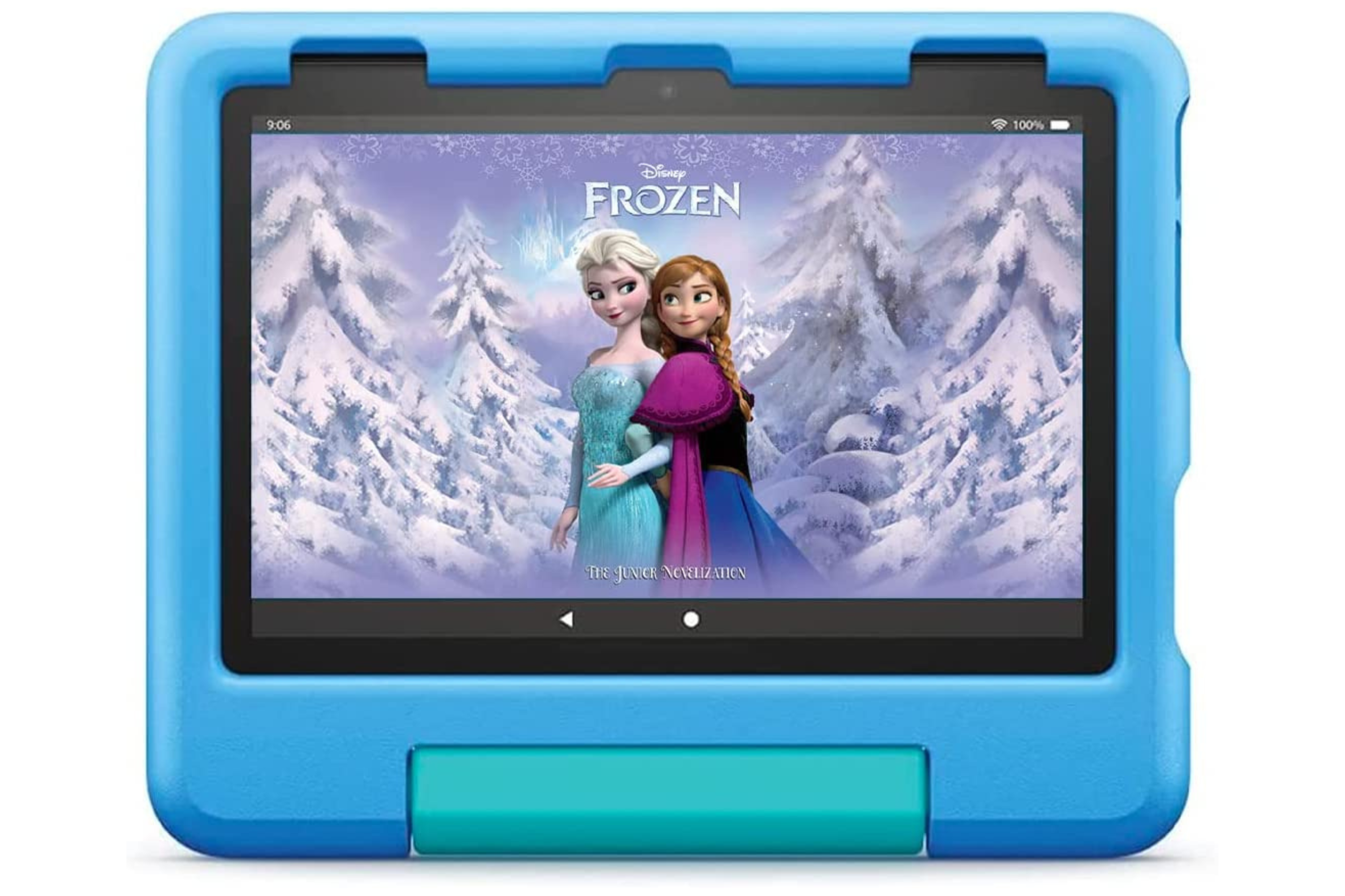 Amazon Fire HD 8 Kids tablet with Frozen animation movie on the screen 