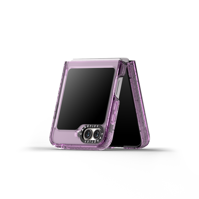 A render showing the CASETiFY Impact case installed on a Galaxy Z Flip 5.