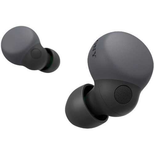 A render showing a pair of Sony LinkBuds S earbuds in black color.