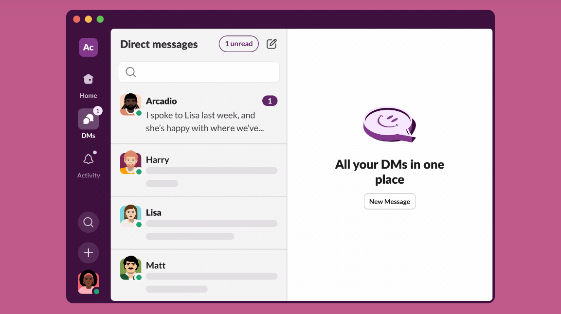 A mockup of the upcoming Slack redesign