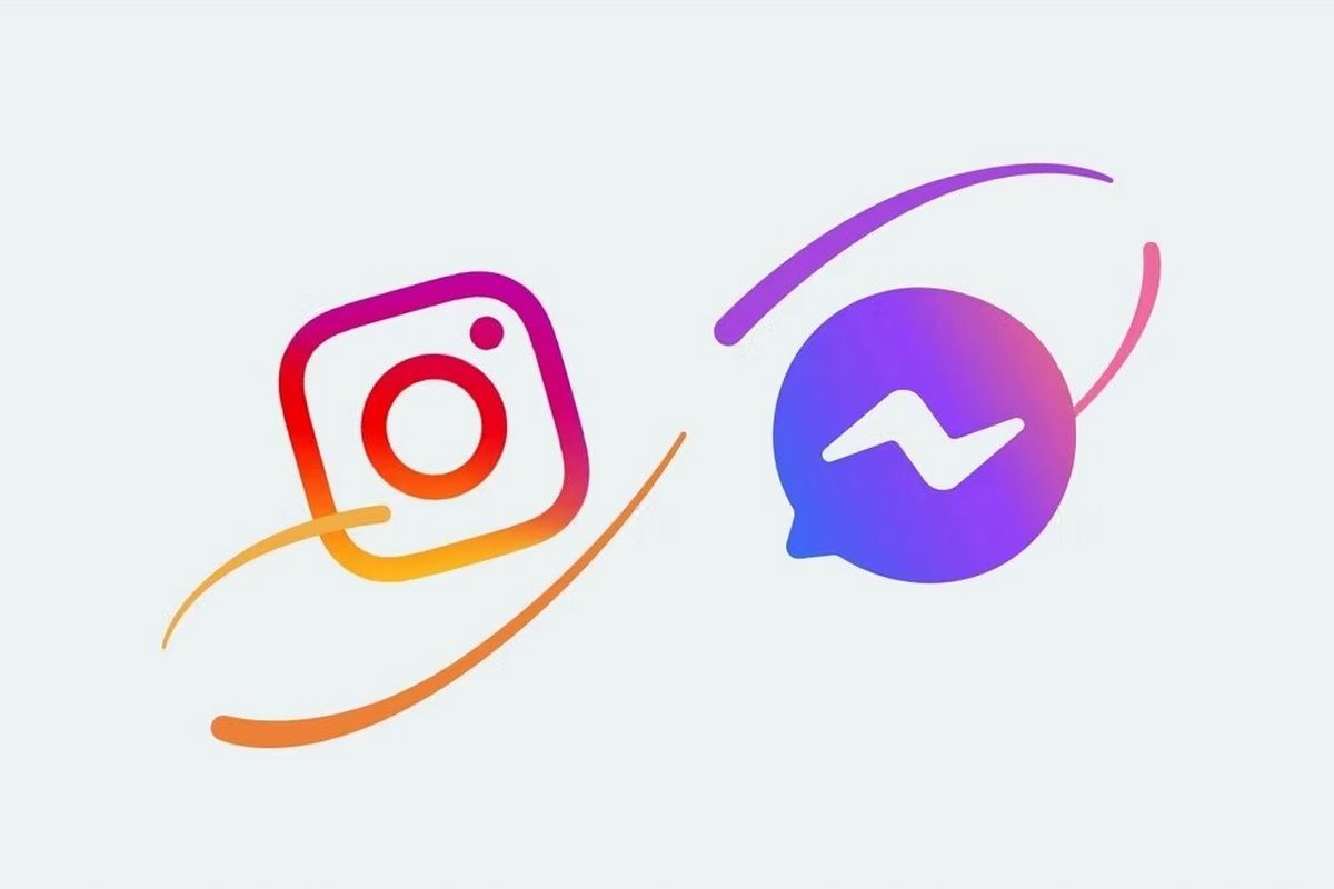 Facebook Messenger and Instagram logos next to one another on white background