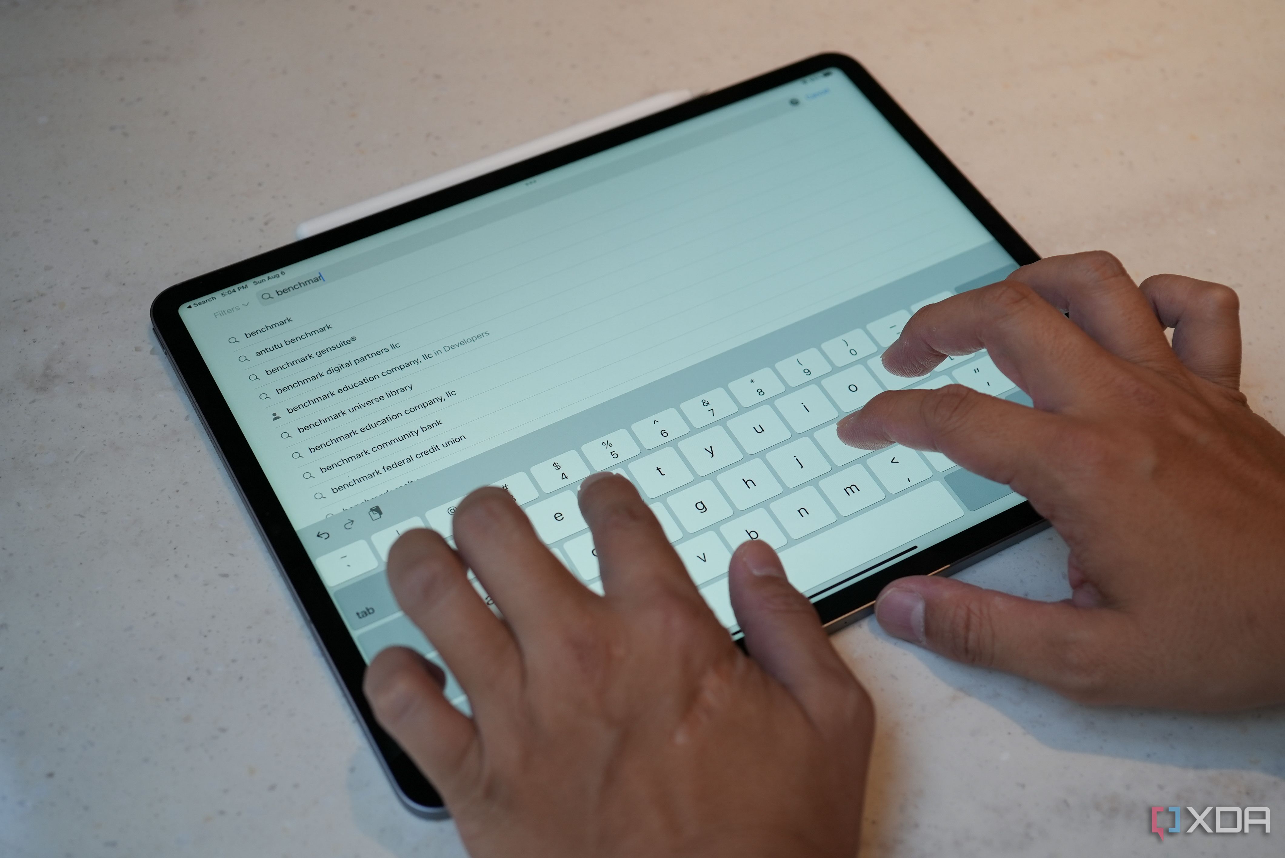typing on the iPad Pro m2 virtual keyboard 