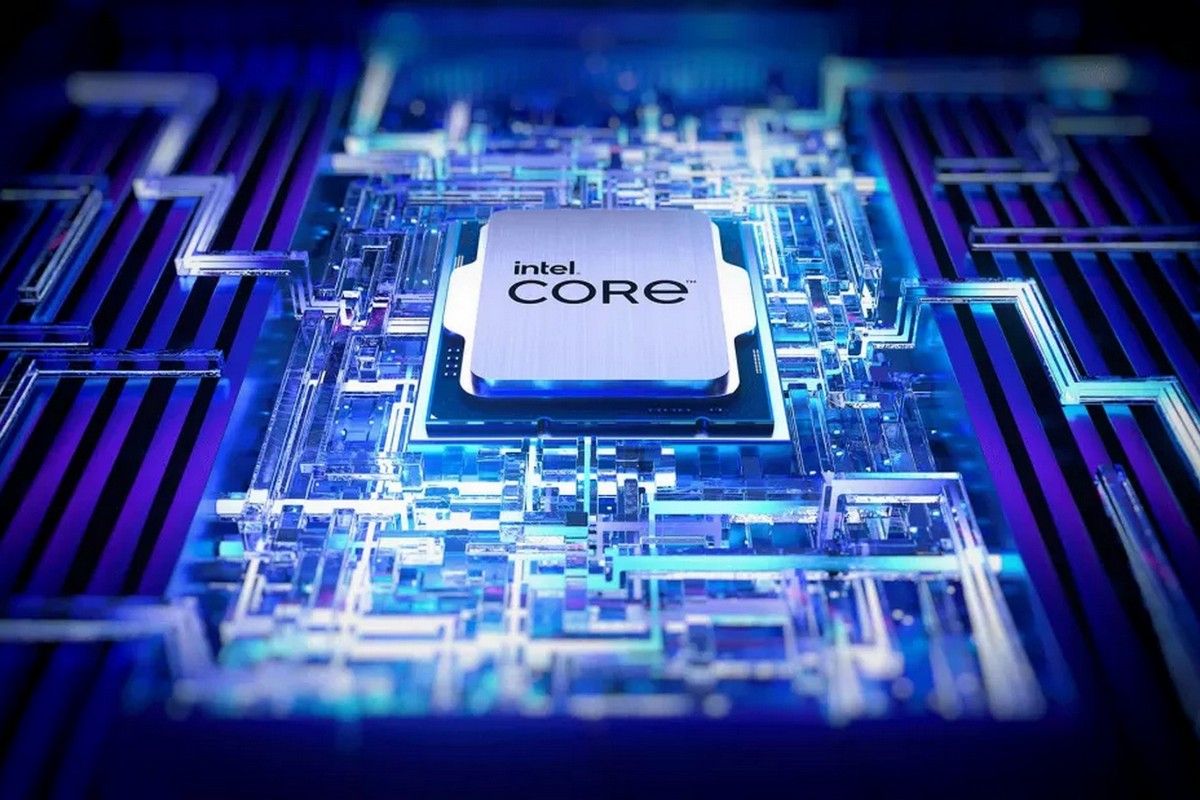 Render of a generic Intel Core CPU on a motherboard