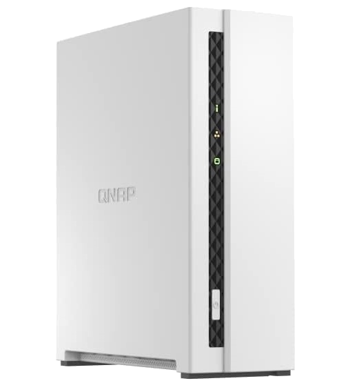 Image shows a new QNAP TS-133-US 1 Bay NAS in white