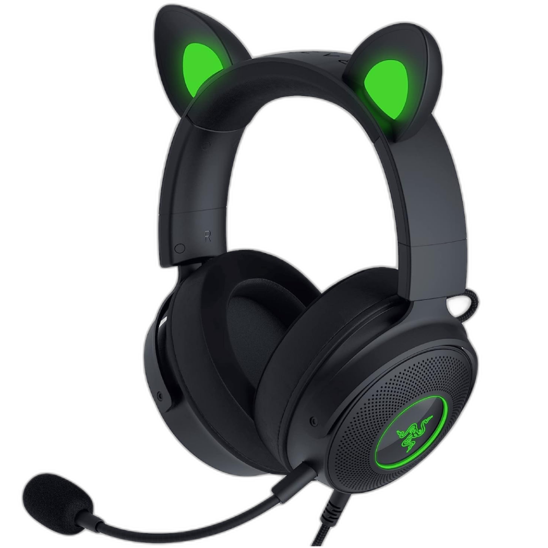 Razer Kraken Kitty Gaming Headset w/microphone positioned at an angle