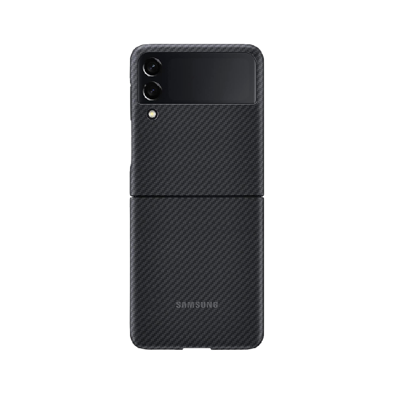 Samsung Aramid Protective Cover for Galaxy Z Flip 3 on transparent background.