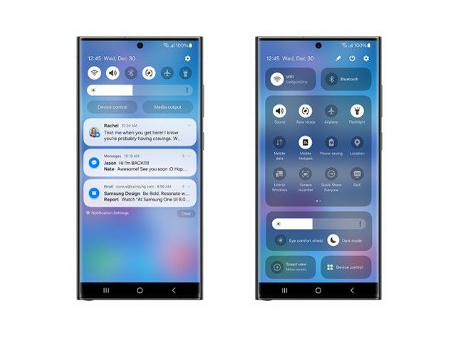 Interfaz de configuración rápida de Samsung One UI 6 beta