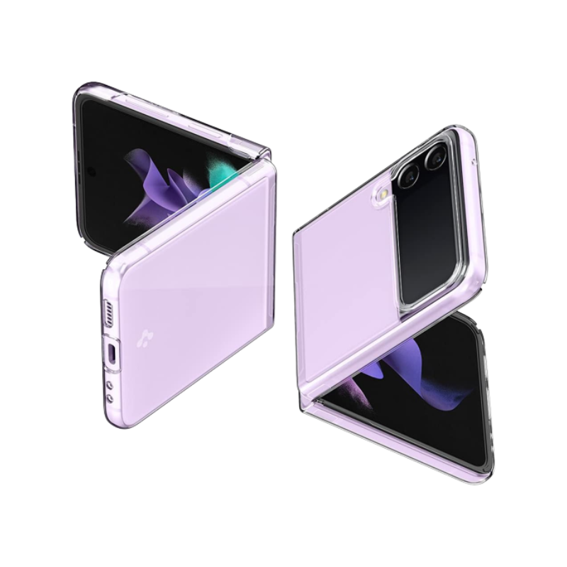 Spigen Air Skin for Galaxy Z Flip 3 on transparent background.