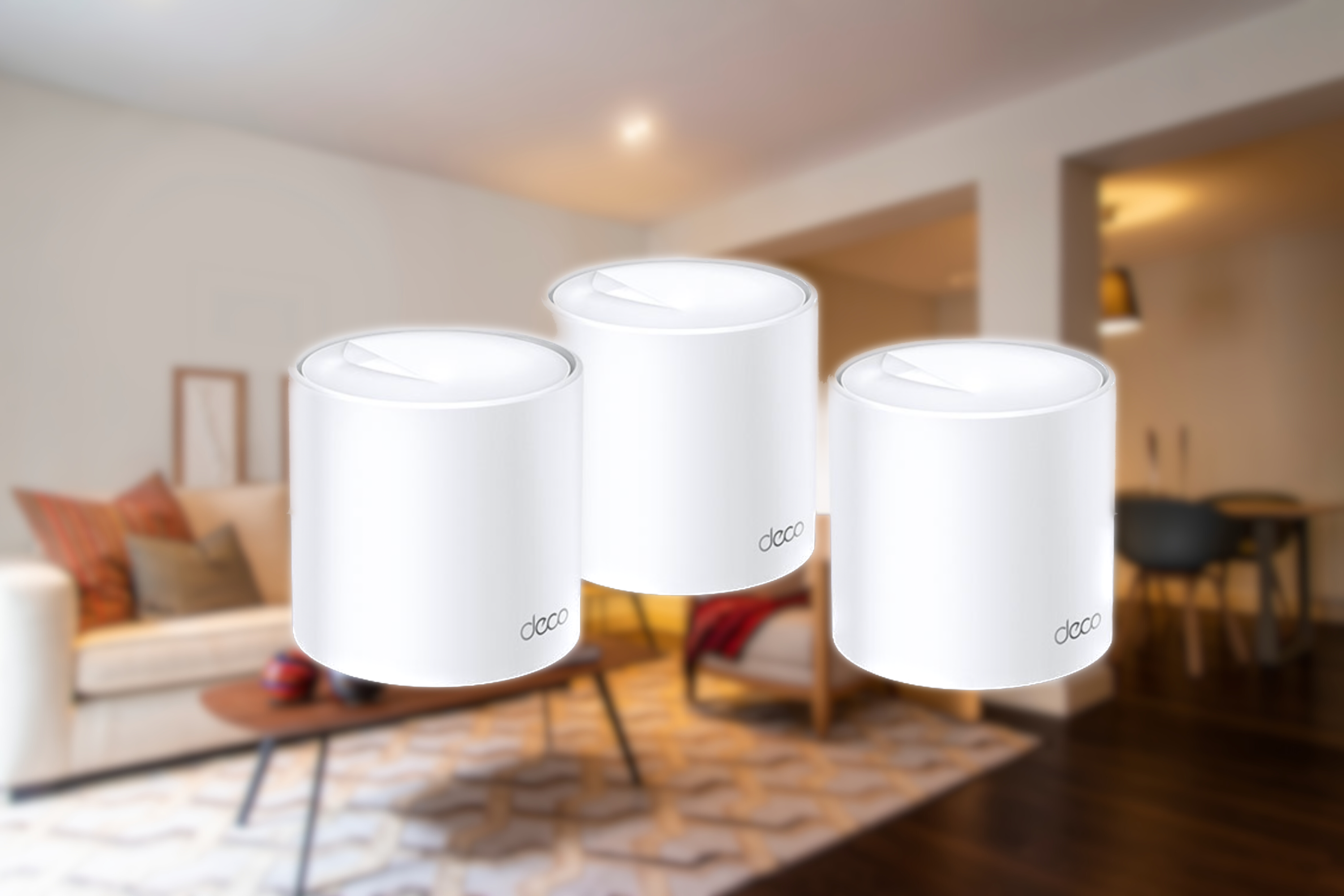 TP-Link Deco WiFi 6 Mesh System(Deco X20) in front of living room