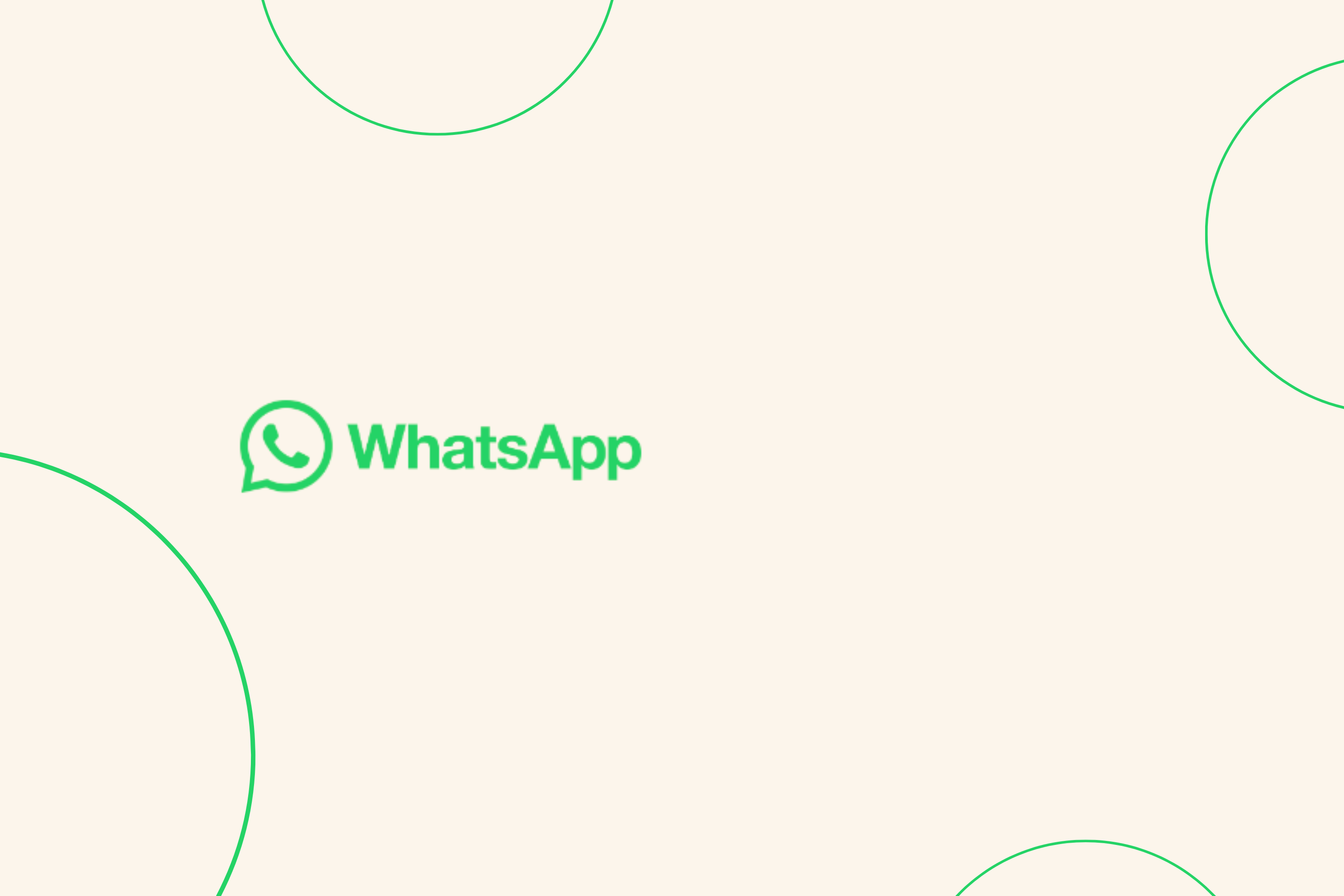 WhatsApp logo  with green rings on beige background 