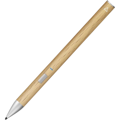 A render showing the Adonit Log stylus with a wooden finish on it.