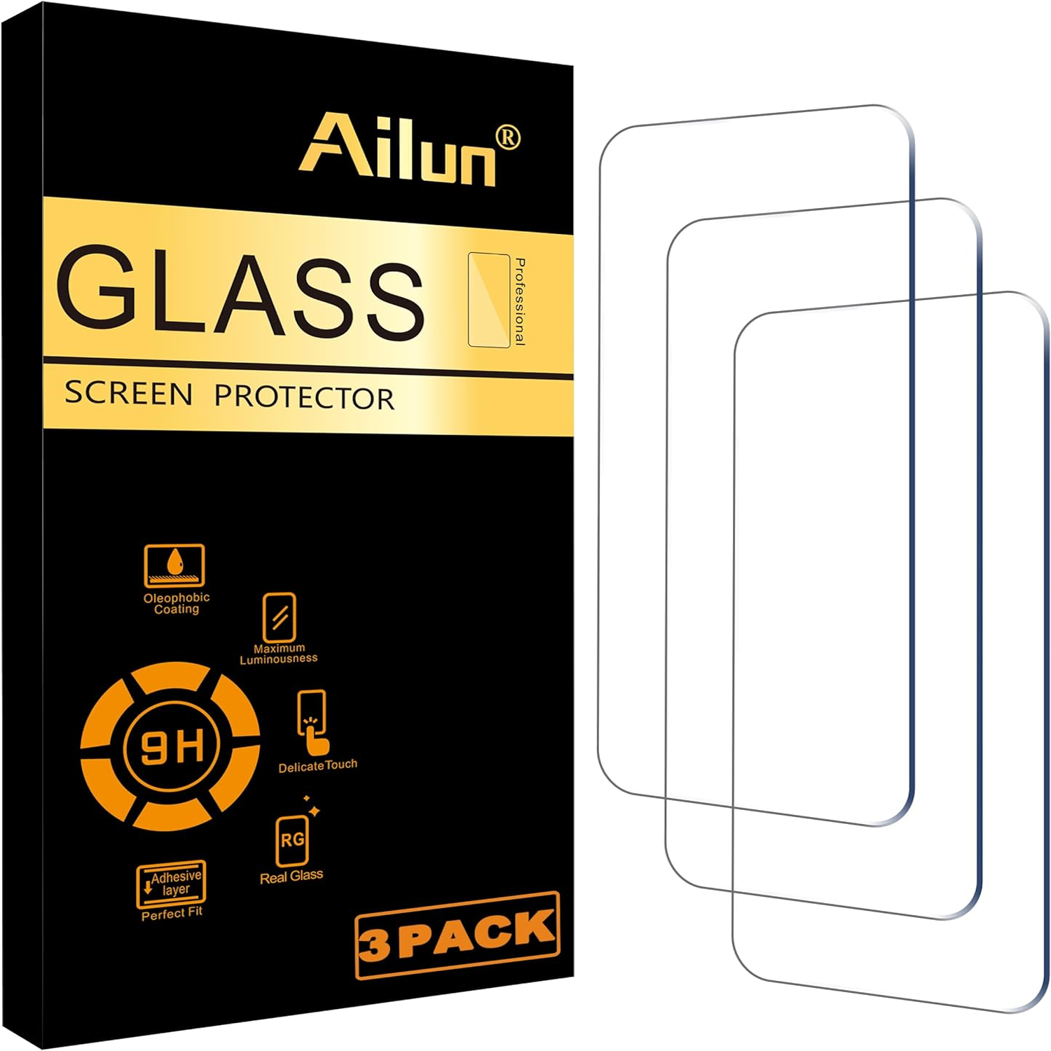 Ailun iPhone 15 Plus Displayschutzfolie aus gehärtetem Glas, 3er-Pack