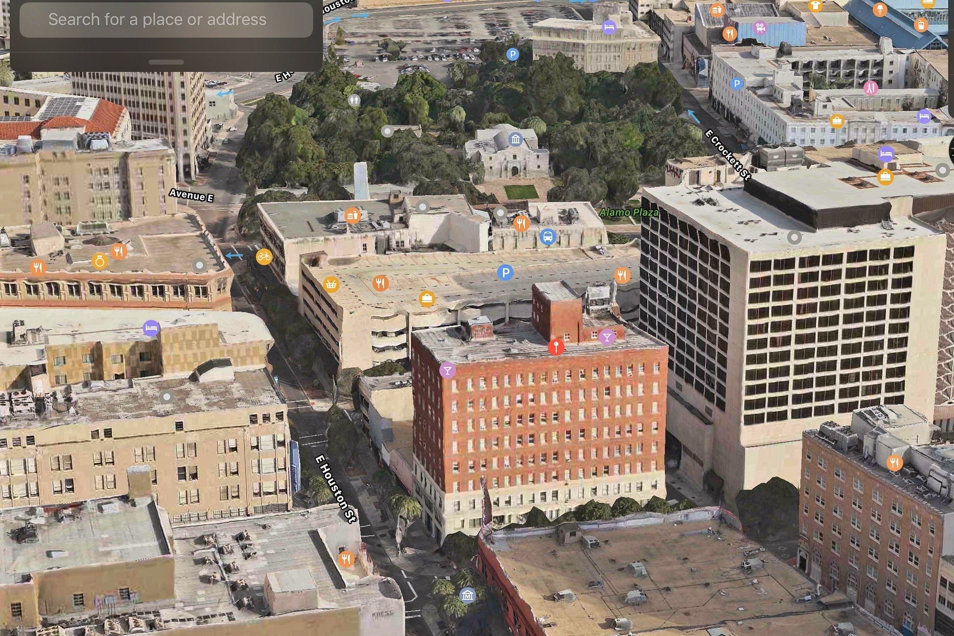 Apple Maps 3D view showing San Antonio