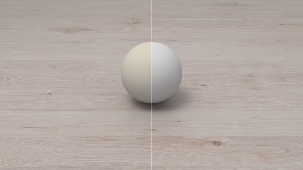 Lighting effects of ARCore shown on a ball on a table