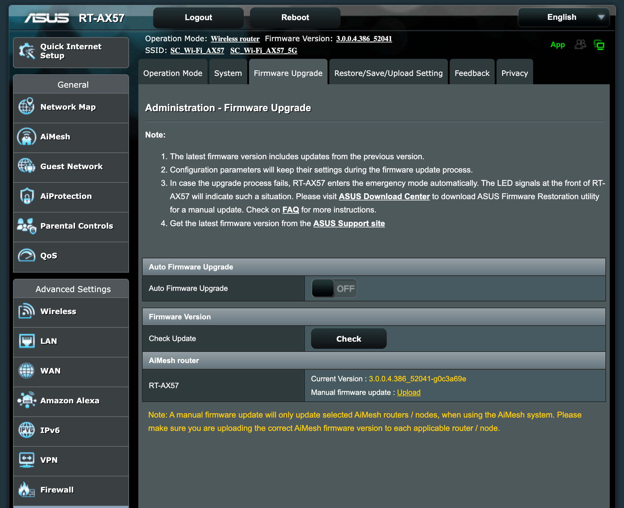 El navegador web controla la actualización del firmware