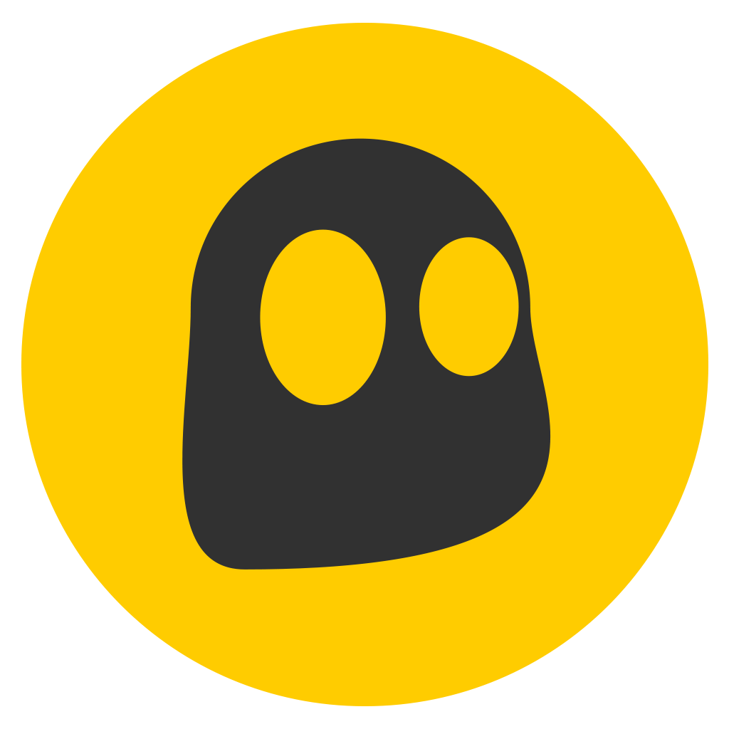 CyberGhost Logo which features a black ghost featured within a yellow circle