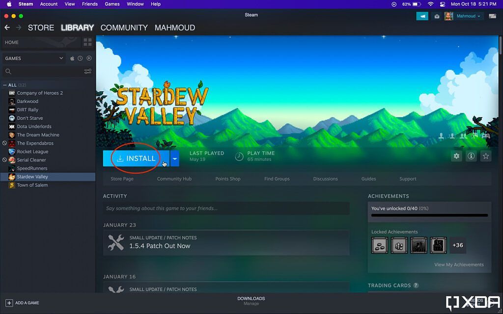 install game button in steam