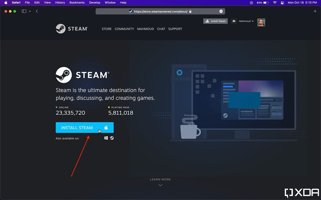 install steam button on steam website