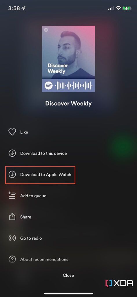 Download to apple watch button.