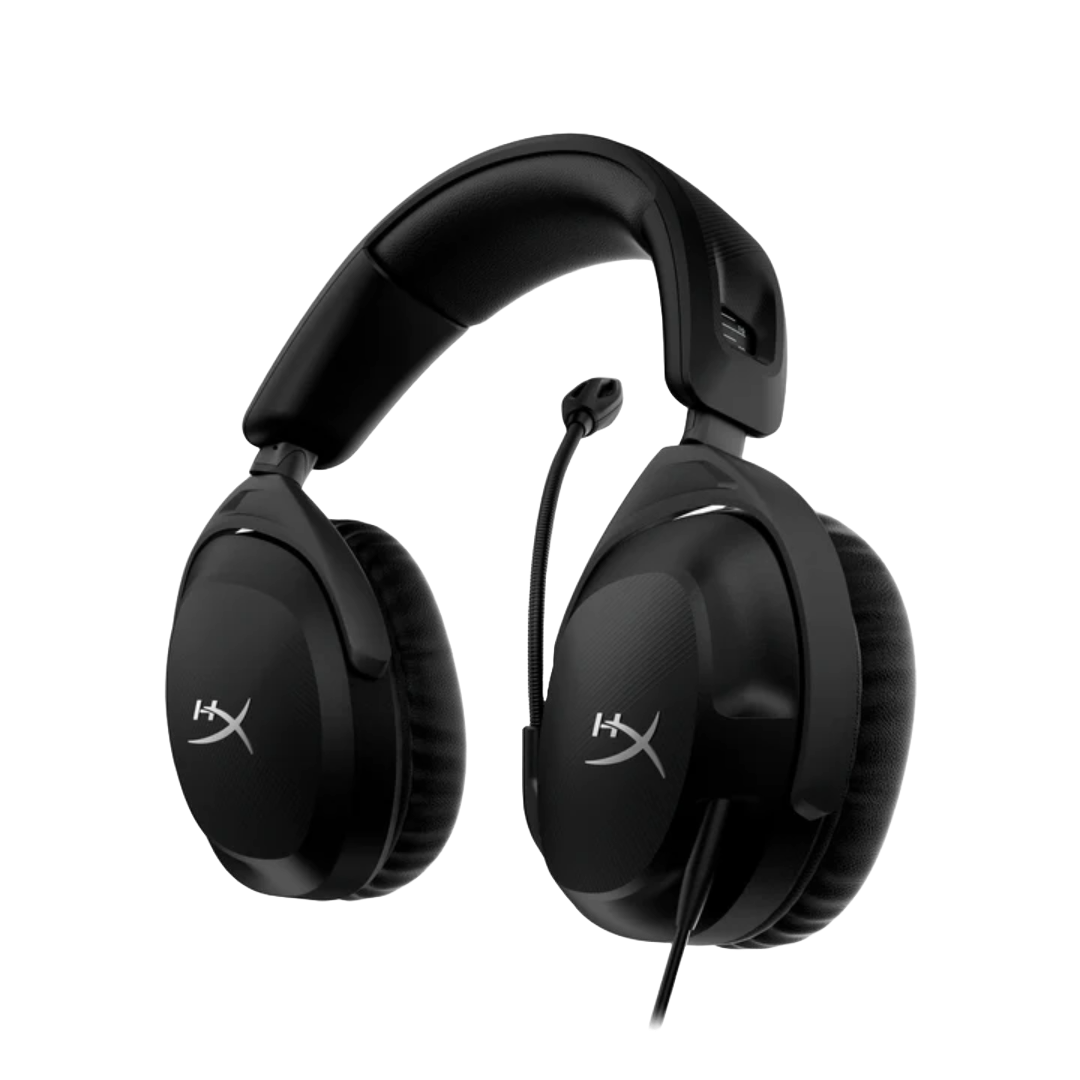 Representación PNG de los auriculares HyperX CloudStinger 2. Los auriculares apuntan hacia abajo y los auriculares están sobre un fondo transparente.