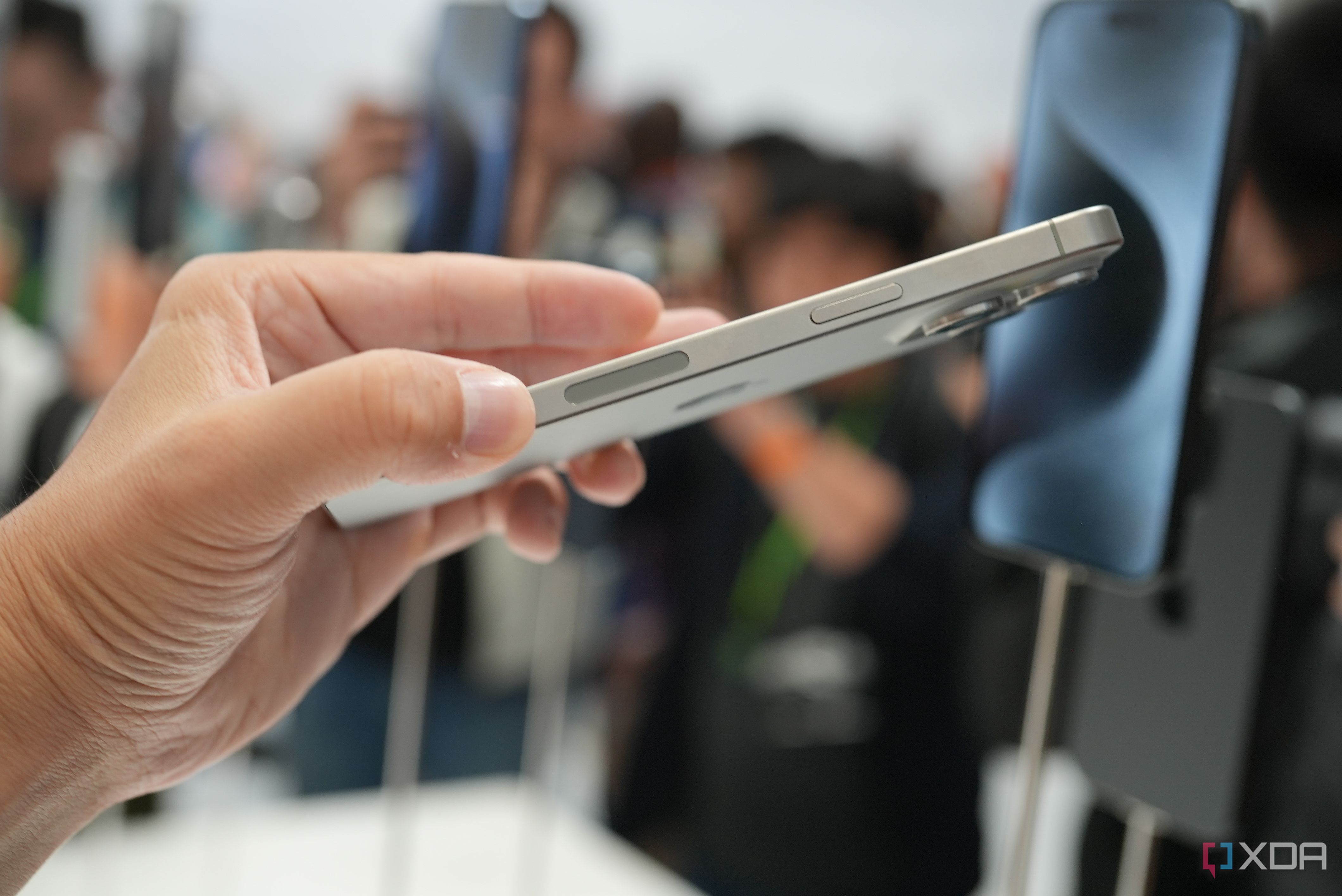 side view of iPhone 15 pro max showing the side/power button