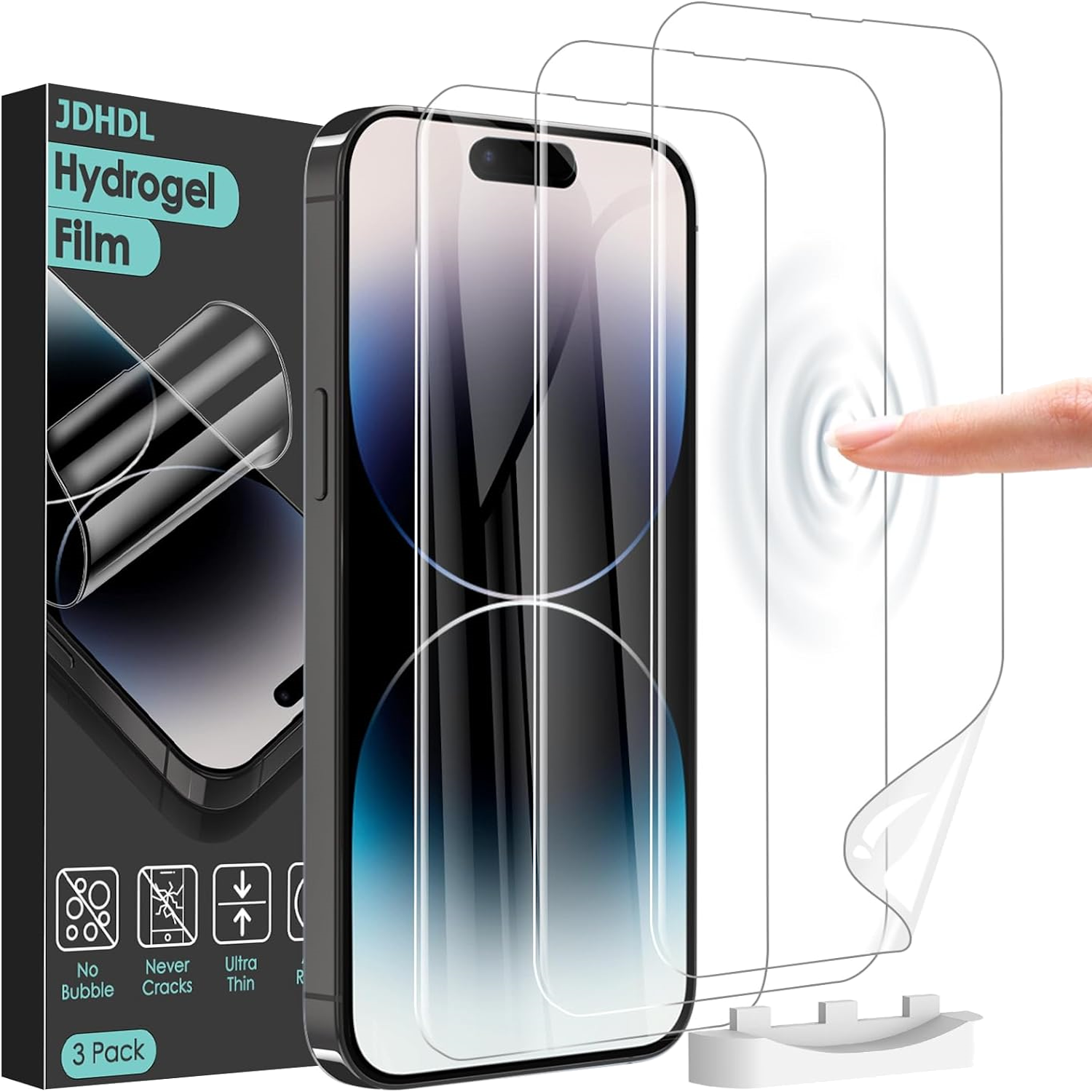 JDHDL iPhone 15 Plus Hydrogel-Displayschutzfolie, 3er-Pack