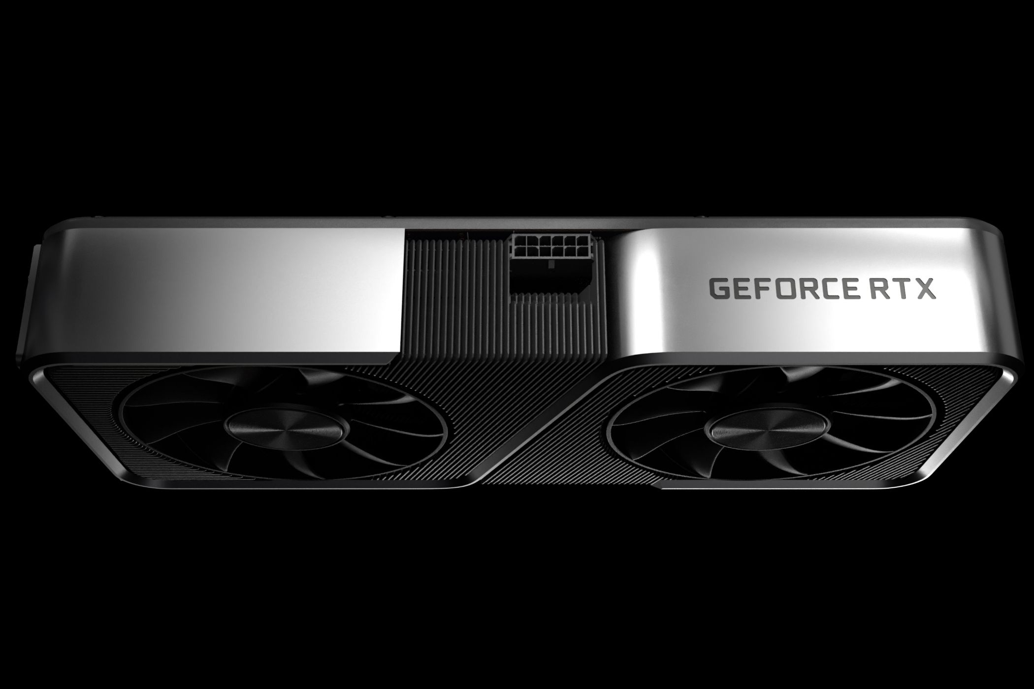 Nvidia gallery image of the RTX 3070 Founder's Edition with black background.