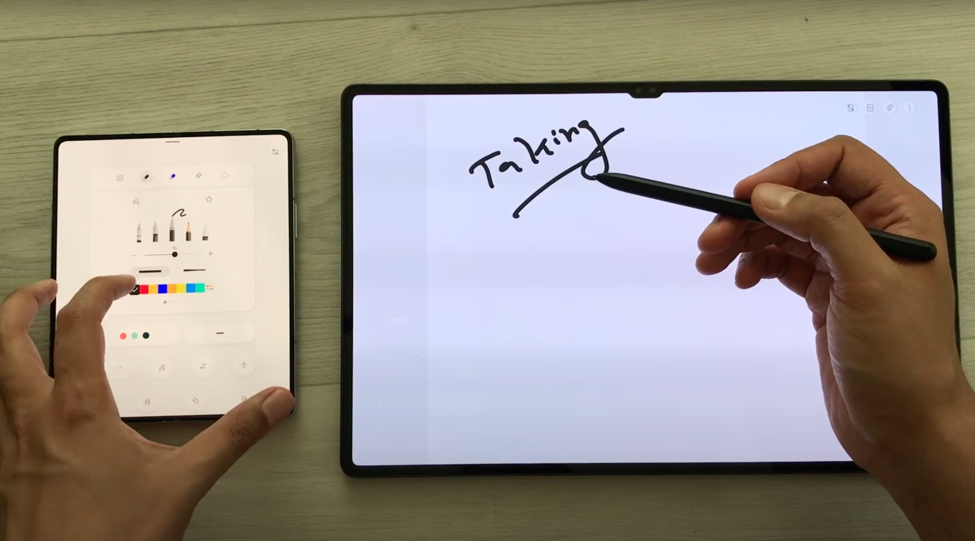 Cómo usar el Fold 5 como barra de herramientas para la aplicación Samsung Notes de la Tab S9 Plus