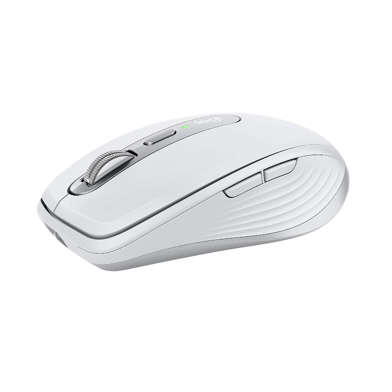 Logitech MX Anywhere 3 white wireless mouse, side view