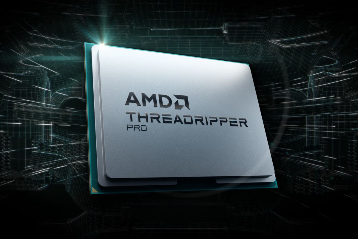 Rendering of an AMD Threadripper Pro CPU