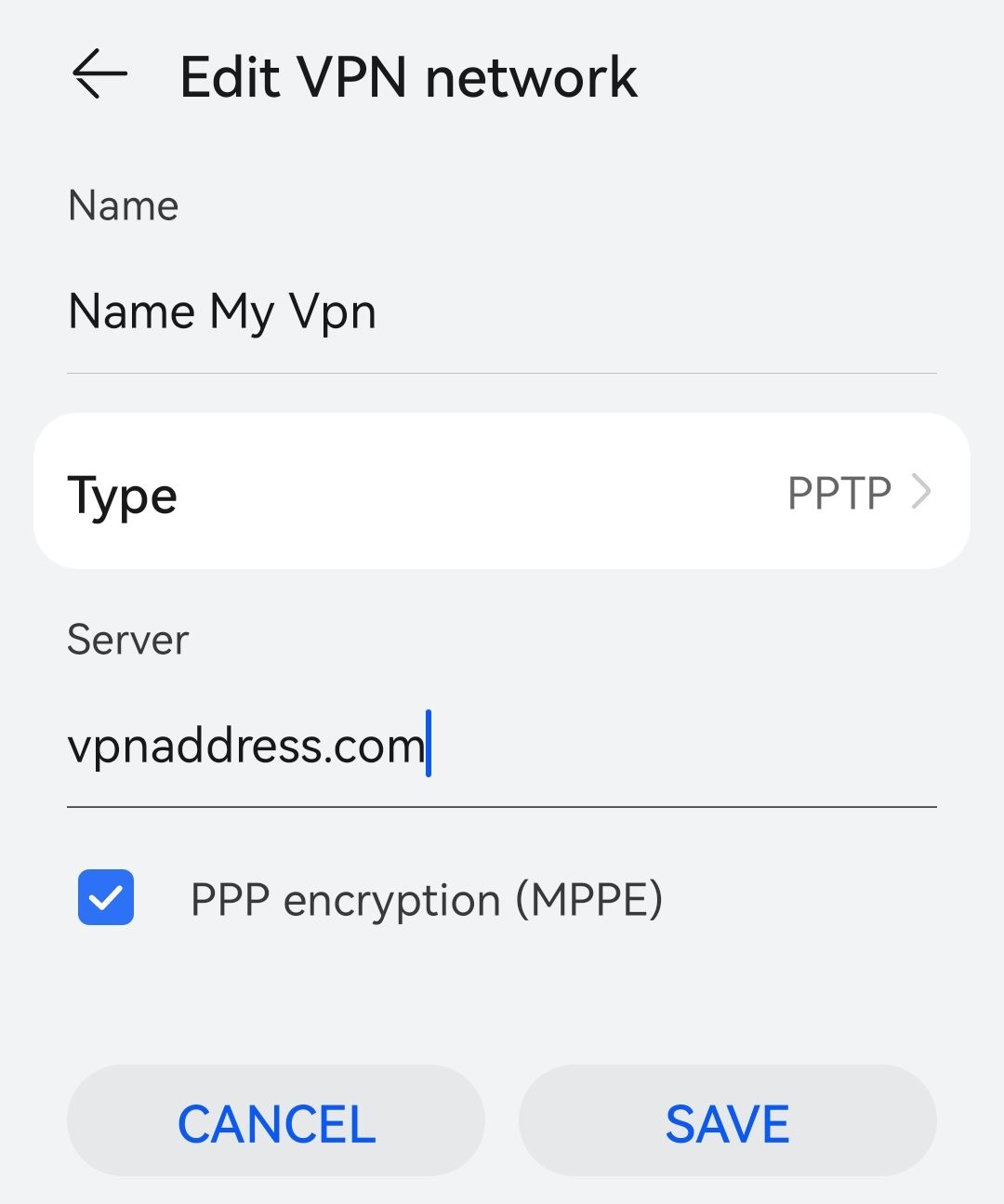 Configure VPN settings on Android