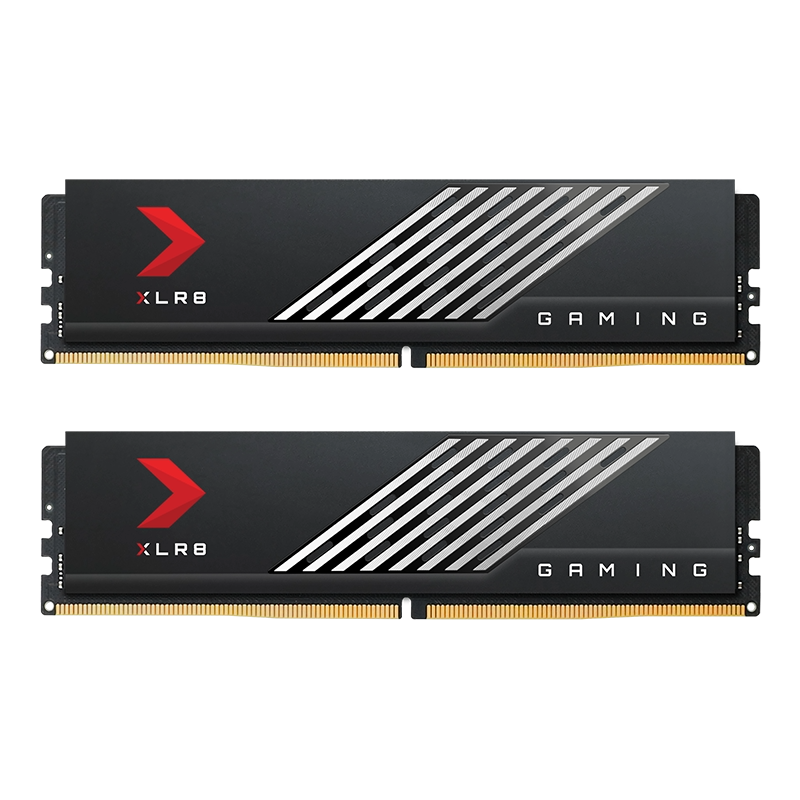 A render showing two of the PNY XLR8 Mako Gaming RAM modules on a transparent background.