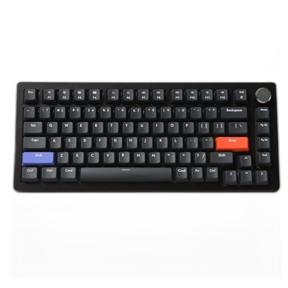 Drunkdeer A75 es un teclado al 75% con una tecla Shift azul y una tecla Enter roja