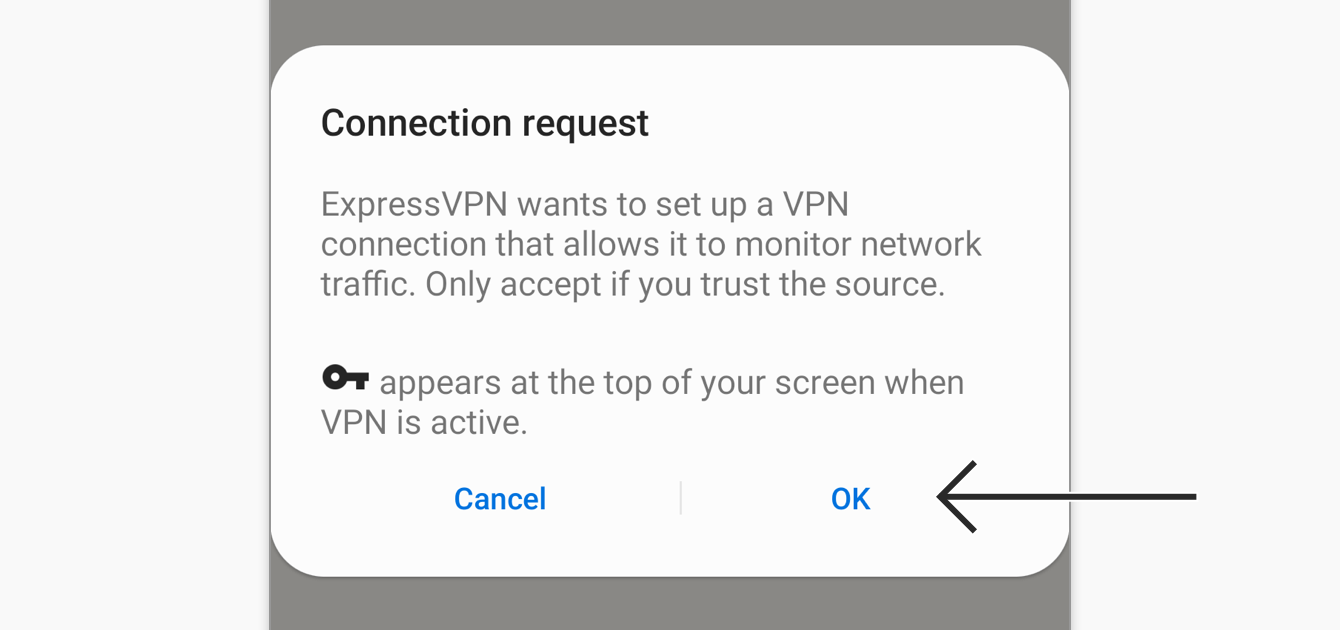 Android VPN connection request warning