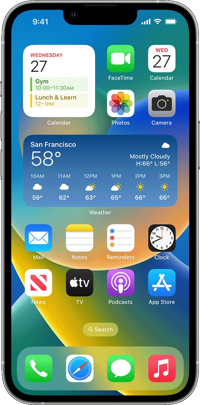 A Widgets layout in iOS 16