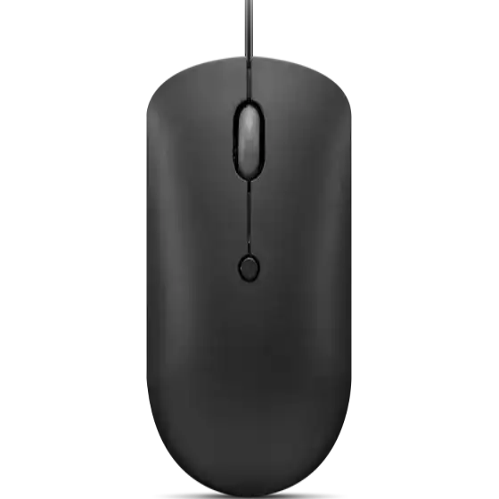 A render of the Lenovo 400 USB-C Wired Mouse on a transparent background. The mouse is viewed top-down. 